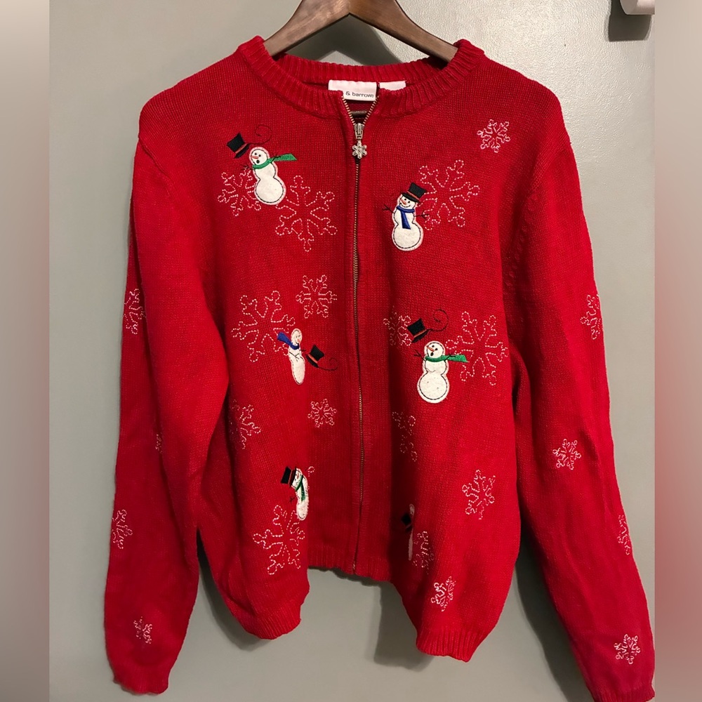 Croft & Barrow Red Fun Snowmen and Snowflake Sweater. Vintage!